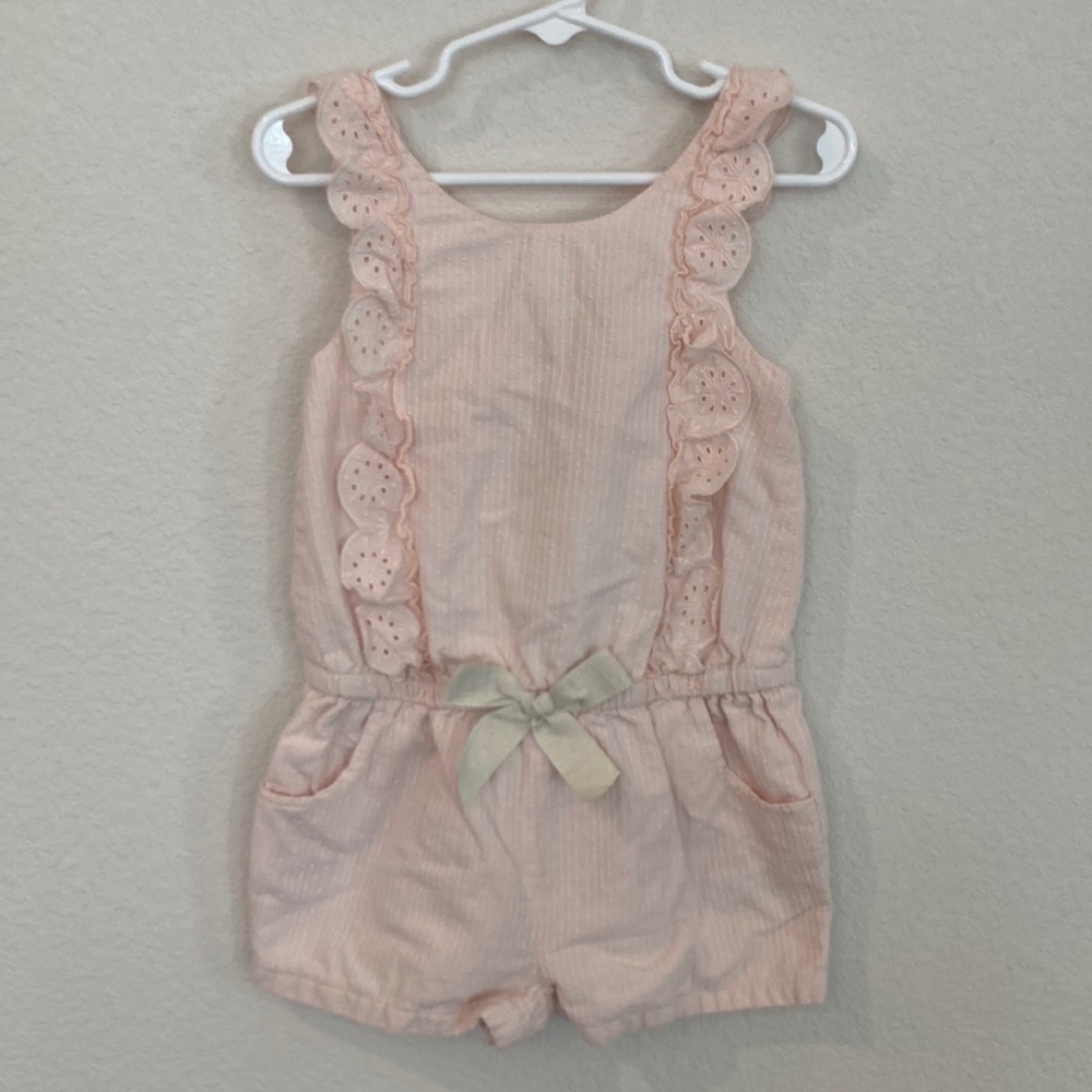 Catherine Malandrino Girls Light Pink Lace Romper